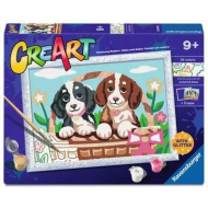 Ravensburger CreArt Junior Chiens dans un Panier - Peinture par Numéros - À partir de 12 ans - Age à partir de 12 ans