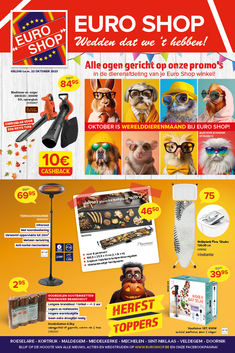 halloween - decoratie - autoaccessoires - onderhoud - huishoud - werelddierenmaand - promotiez - promo - promotiez - aanbiedingen - euro shop