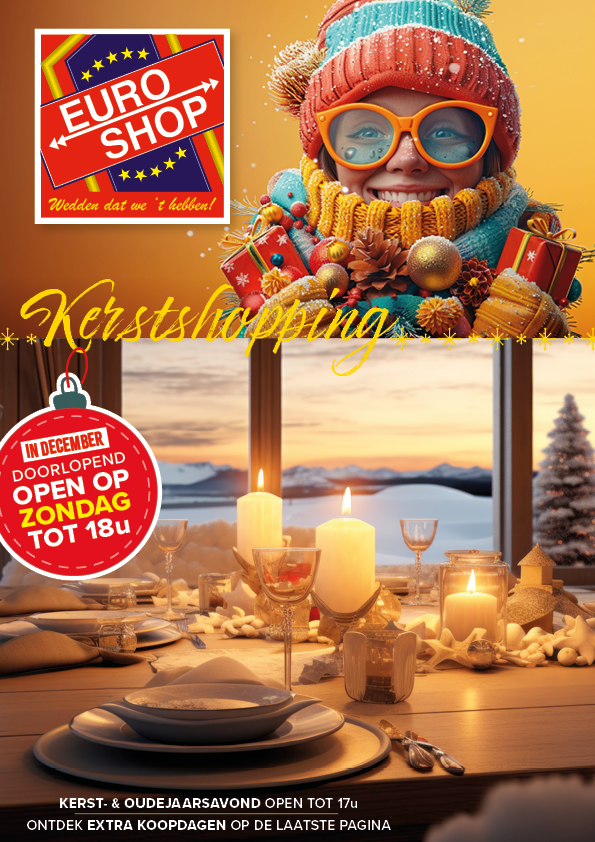 kerstcadeau - kersttafel - glaswerk - potten - pannen - servies en bestek - kerst - folder promotiez - euro shop